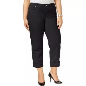 Style & Co Womens PLUS Black Denim Cuffed Capri
